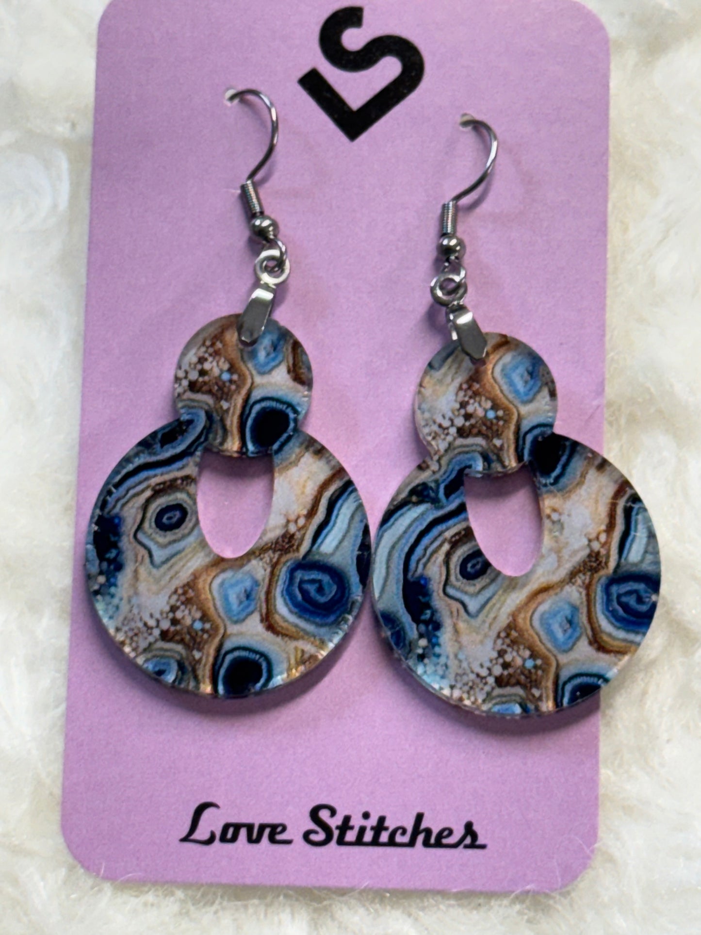 blue gold bubble earrings