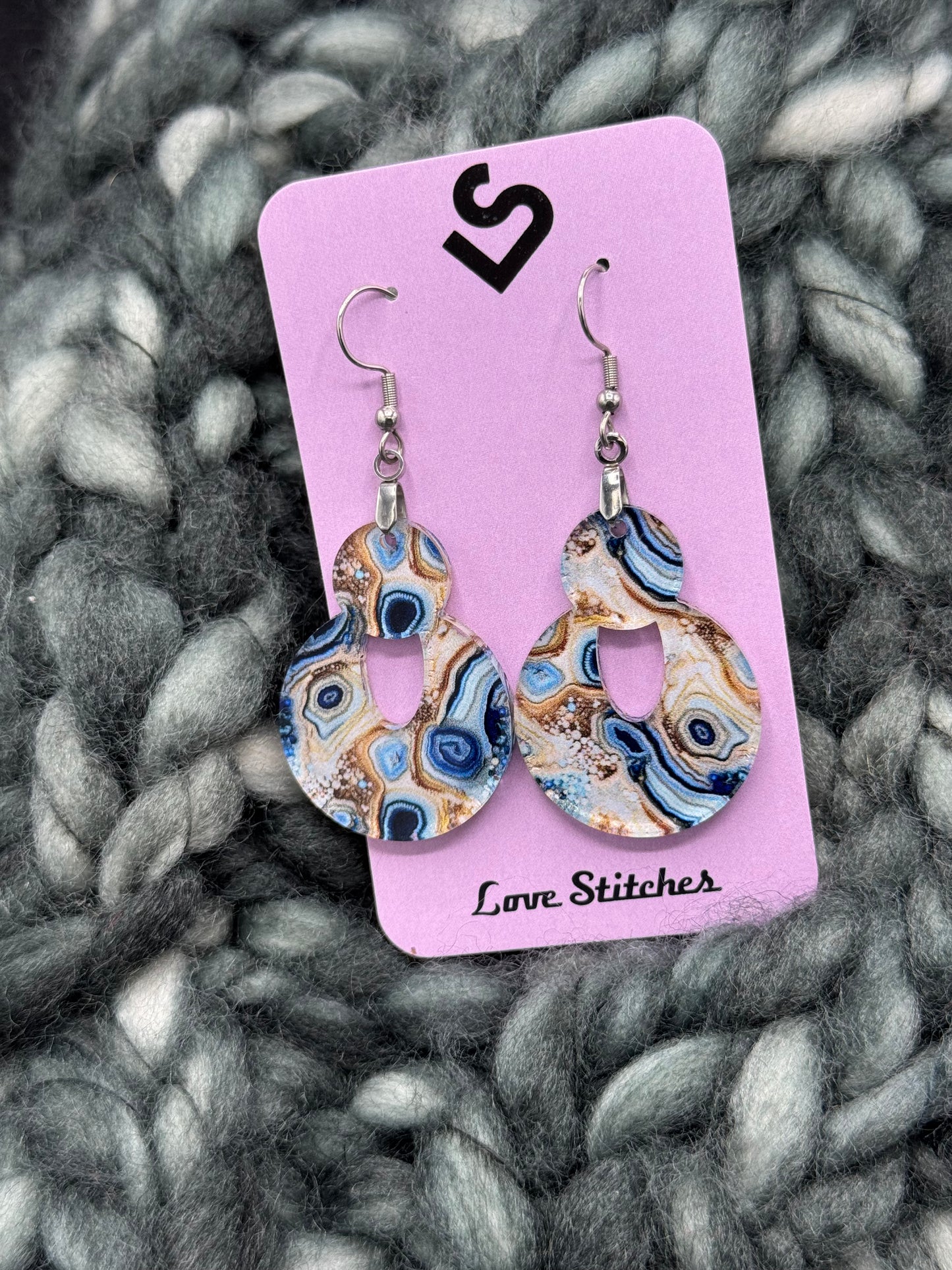 blue gold bubble earrings