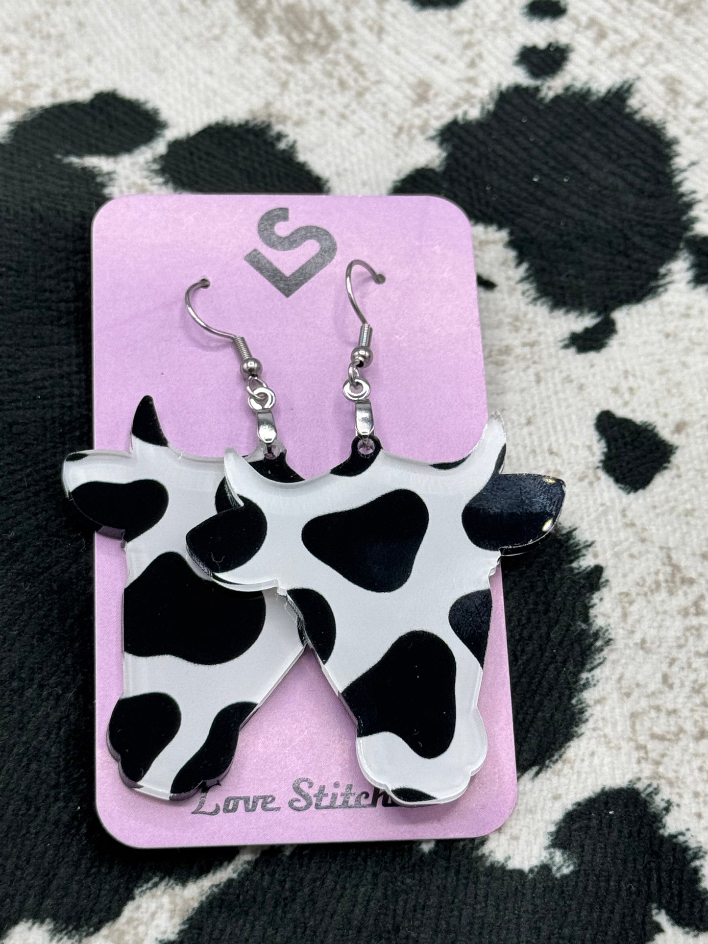 cowprint earrings