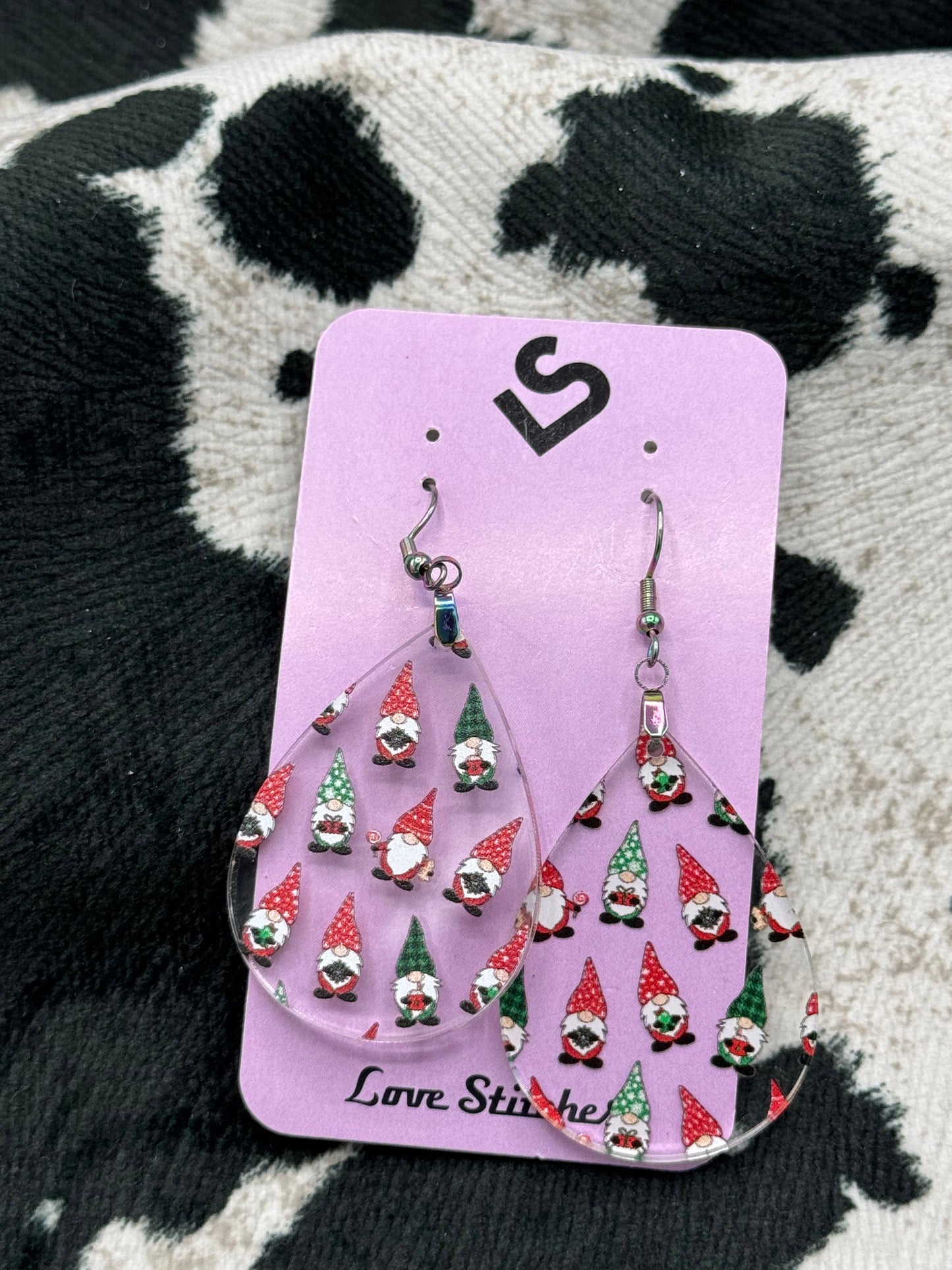 christmas gnome earrings