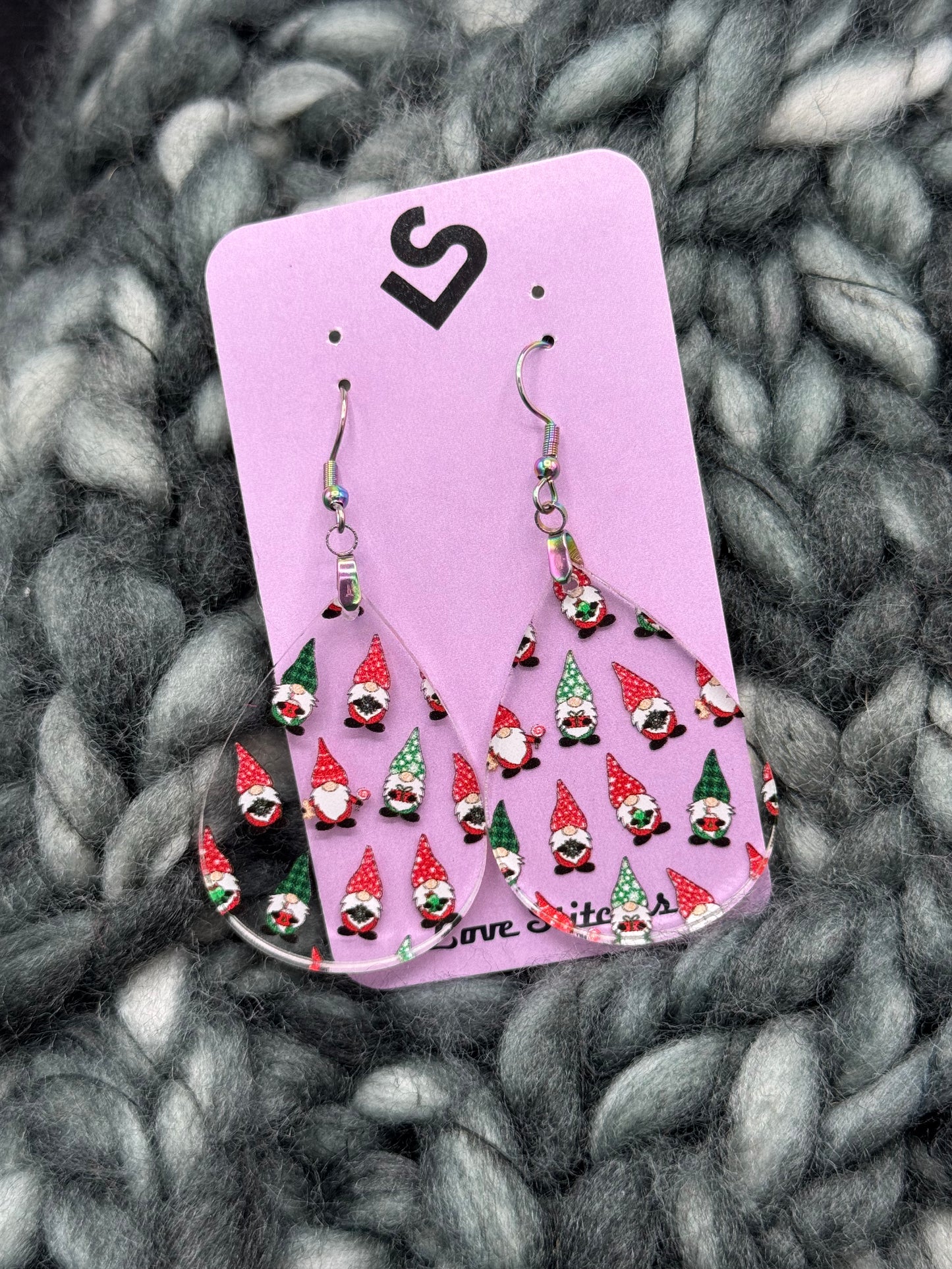 christmas gnome earrings