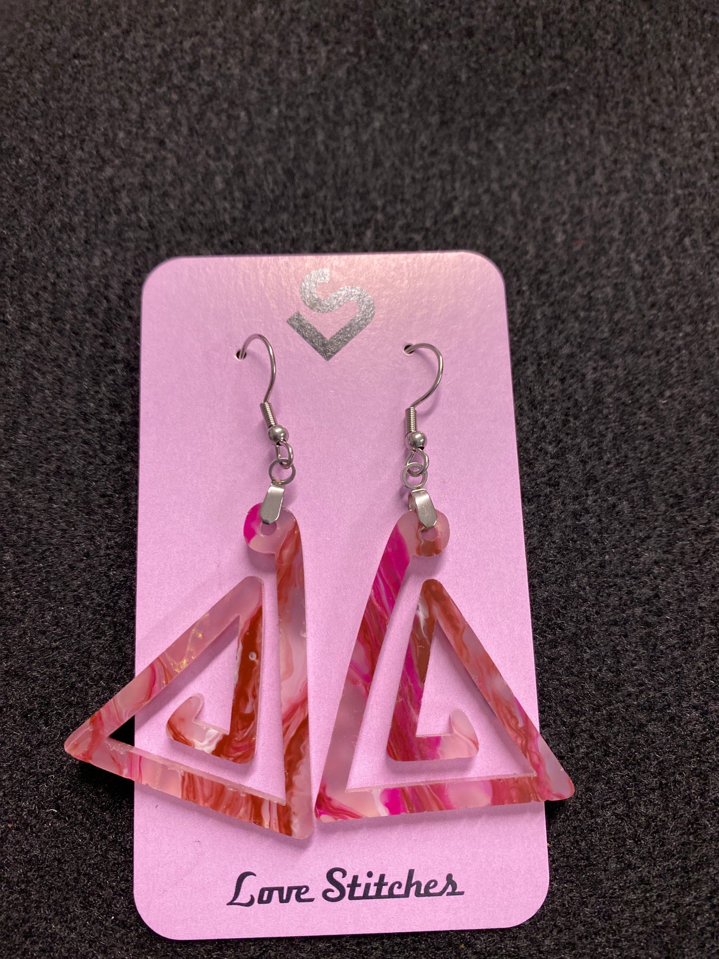 red gold triangle earrings